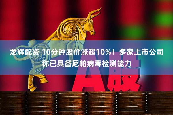 龙辉配资 10分钟股价涨超10%！多家上市公司称已具备尼帕病毒检测能力